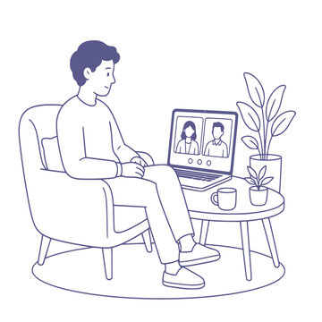 Teletherapy online counseling session minimalist vector illustration