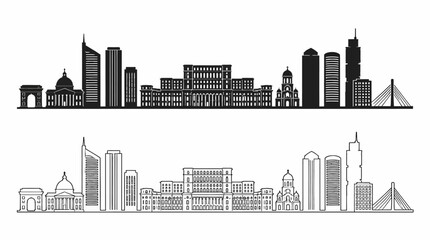 Obraz premium Bucharest City Skyline Silhouette Vector Illustration