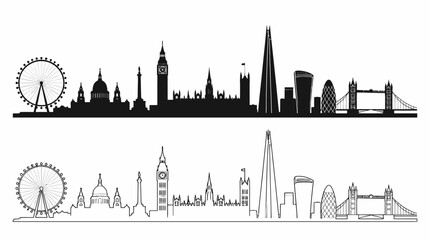 Obraz premium London Skyline Silhouette Illustration in Black and White