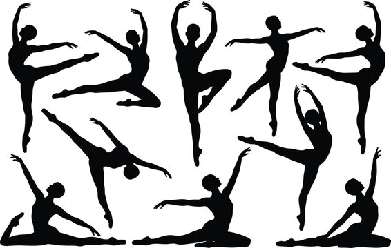Elegant ballet dancers silhouettes a collection of graceful poses and movements