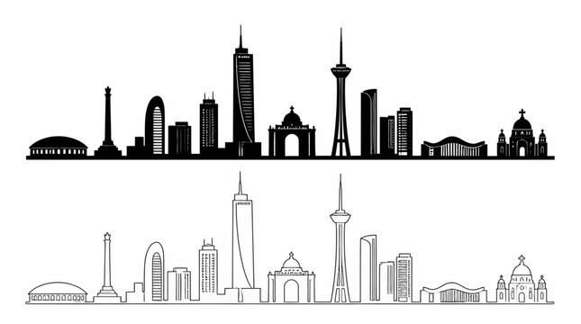 Kuwait City Skyline Silhouette Illustration Vector Design