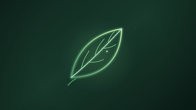 Neon Leaf Animation Green Dark Background