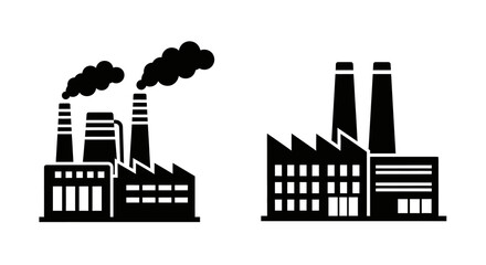 Fototapeta premium Factory buildings with smokestacks black silhouette industrial