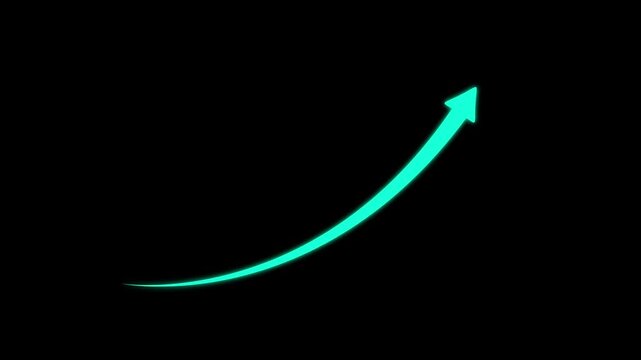  arrow rising transparent channel. Abstract arrow growth chart of economy icon White color animated down to up arrow animation, on a black background, 4k  Video motion graphic