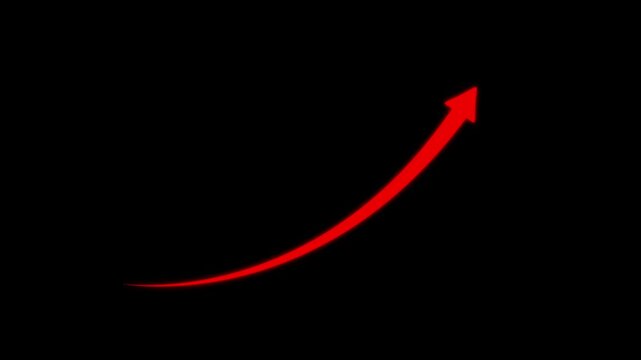  arrow rising transparent channel. Abstract arrow growth chart of economy icon White color animated down to up arrow animation, on a black background, 4k  Video motion graphic