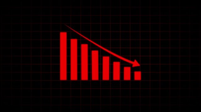 Business graph chart with growing business concept. Abstract decreasing business graph chart animation background. business or finance concept icon animation. 4k video