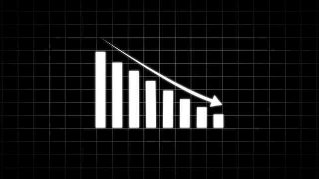 Business graph chart with growing business concept. Abstract decreasing business graph chart animation background. business or finance concept icon animation. 4k video