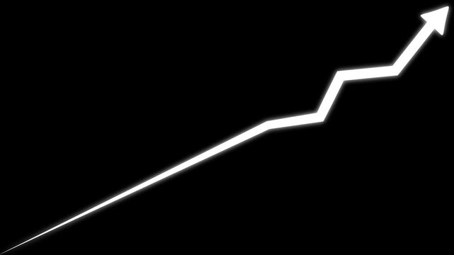 Growing business arrow on black. Profit arow .Business concept, growing chart. Concept of sales symbol icon with arrow moving up.  arrow isolated on transparent background.