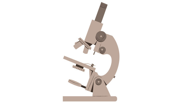 Beige optical microscope illustration for scientific research on a black background
