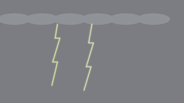 Animated lightning strikes from storm clouds animation 4k background, weather electricity