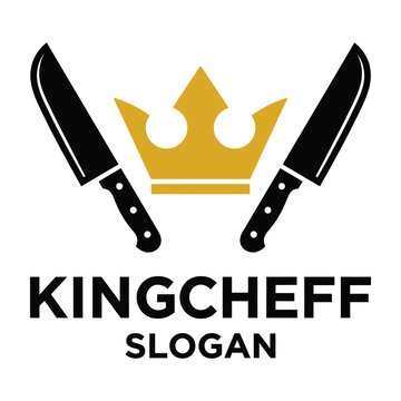 King Cheff logo with crown and knives food chef brand