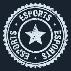 esports white grunge round stamp. esports stamp © BHM