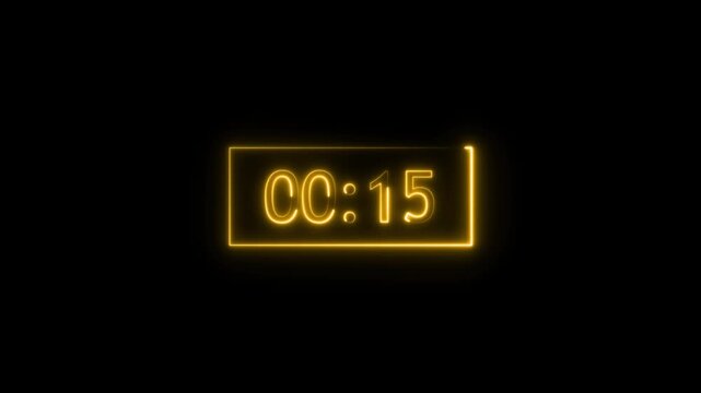 20 to 0 second modern digital countdown timer neon light style on black background, countdown timer neon light numbers from 20 to 0. 20 sec animation modern flat design with animation 4k