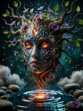 Psychedelic female nature portrait 