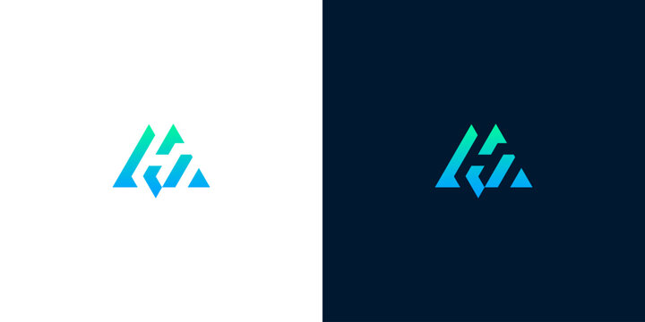 Modern geometric triangle logo design with blue cyan gradient for tech startup identity