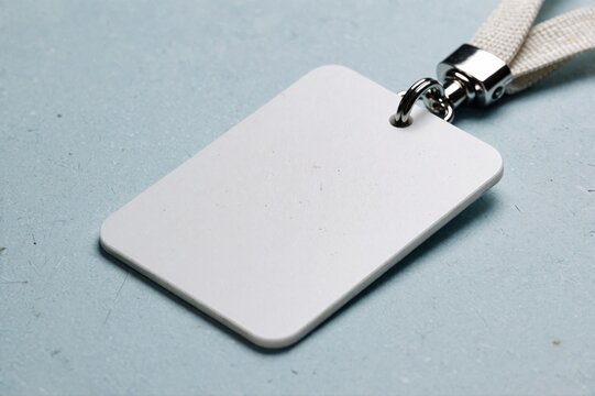 Blank White ID Badge Holder Tag with Lanyard Clip Mockup
