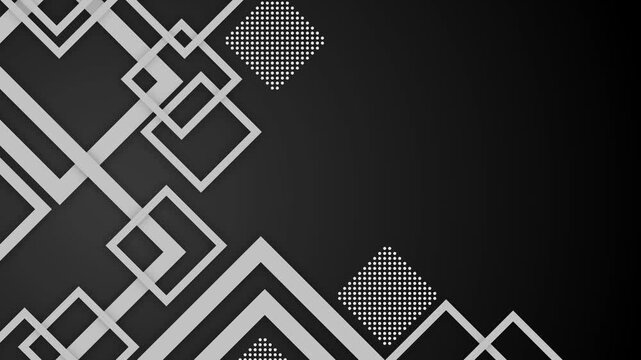 Abstract geometric pattern background with overlapping squares and diagonal lines animation