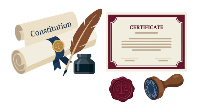 Constitution and Commemoration of Legal History with Scroll and Certificate