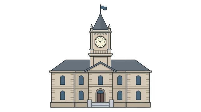 Constitution Commemoration flat vector courthouse building with clock tower