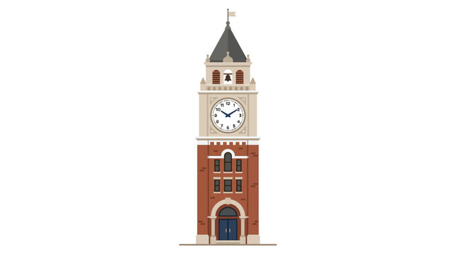 Flat Vector Clock Tower for Constitution Day and Commemoration Celebration