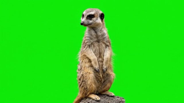 Animal Video of Meerkat are looking on the green screen background.