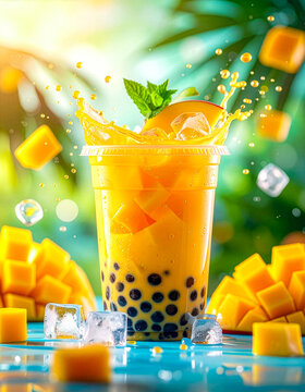 Mango-flavored bubble tea