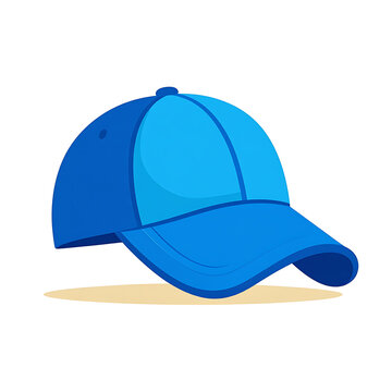 Blue baseball cap, simple flat icon, sportswear accessory, headwear, summer fashion element