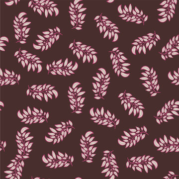 Dark Burgundy Pink Leafy Branches Design