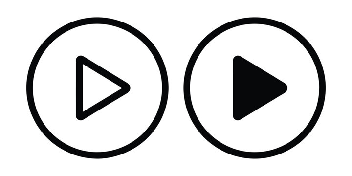 Play media button icon set, video and audio playback symbols