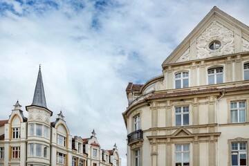 Obraz premium Buildings and scenes at Gotha Thuringia former German Democratic Republic. Historical facades with tower.