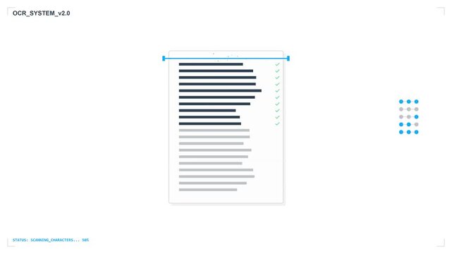 OCR Intelligent Scanning System Processing Digital Data and Text