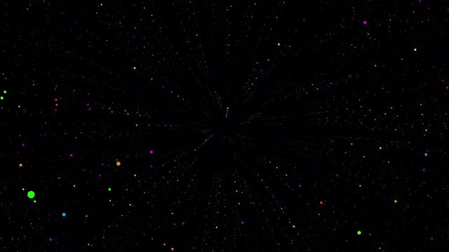 Stars twinkle in a vast dark expanse as brilliant points of light scatter across the deep velvet void of the infinite cosmos while tiny glowing particles shimmer softly throughout the silent.