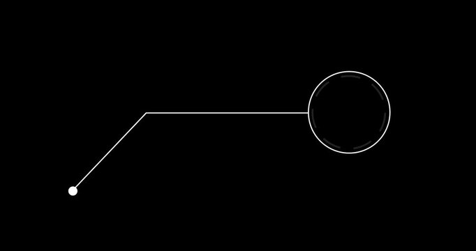 4k Resolution Video: Callout Pointer Concept. Minimal White Annotation Line With Circular Highlight Marker Animated On Black Background As Alpha Matte