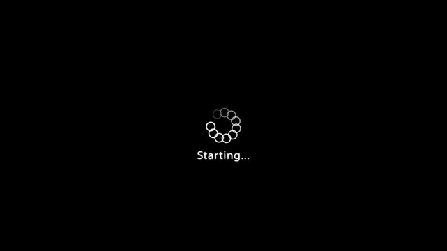 Starting Screen with Circular Progress Indicator on Black Background.