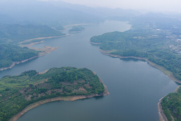 Obraz premium Aerial View of Wozhou Lake Scenic Area in Xinchang, Zhejiang, China