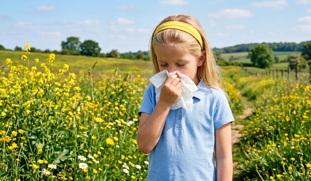 Symptoms of the flu virus &ndash; a girl sneezing