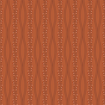 Dark Rust Botanical Wavy Stripes