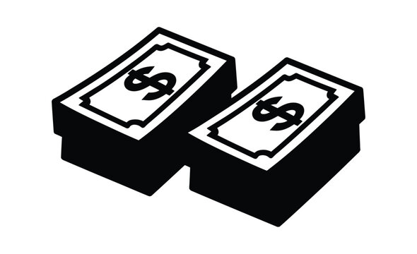 Money cash icon illustration with dollar bills in stack vector graphic