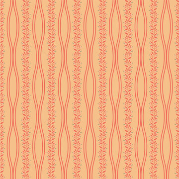 Peach Wavy Floral Vine Lattice