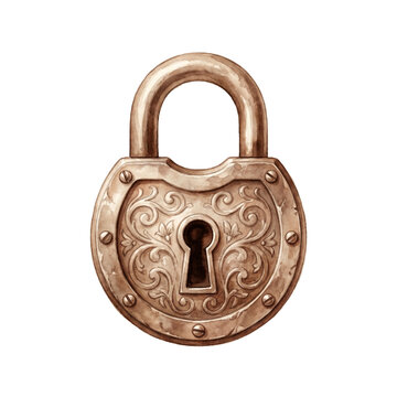 old lock isolated on white