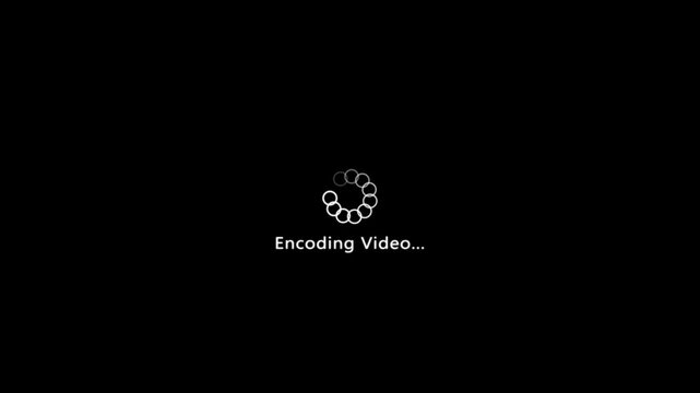 Encoding video animation with progress bar, spinning loader, and smooth digital processing effect for creative projects.