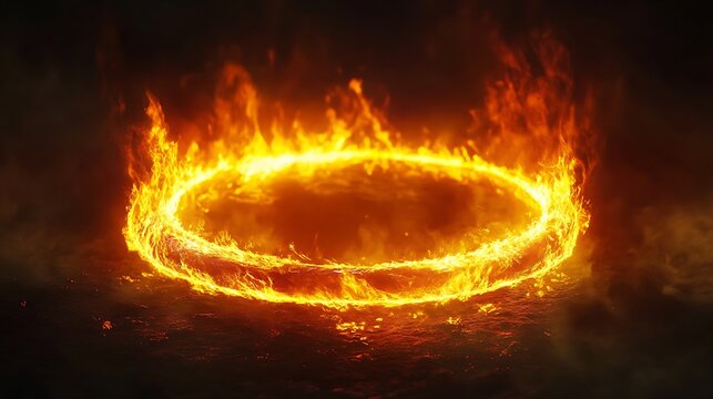 Powerful ring of fire blazing with bright flames high resolution picture