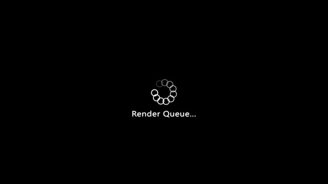Render queue animation with progress bar, spinning loader, and smooth digital rendering effect for creative projects.