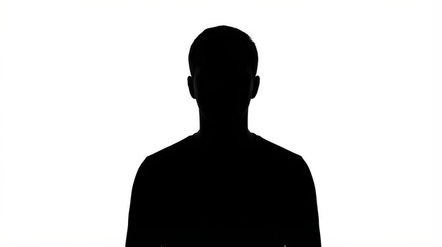 Silhouette of an unknown male person isolated on a white background.