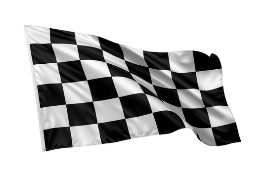 Checkered flag waving, symbolizing successful racing, competition, finish line, achievement, win, victory, and sports