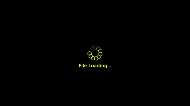 File loading animation with progress bar, spinning loader, and smooth digital data transfer effect for creative projects.
