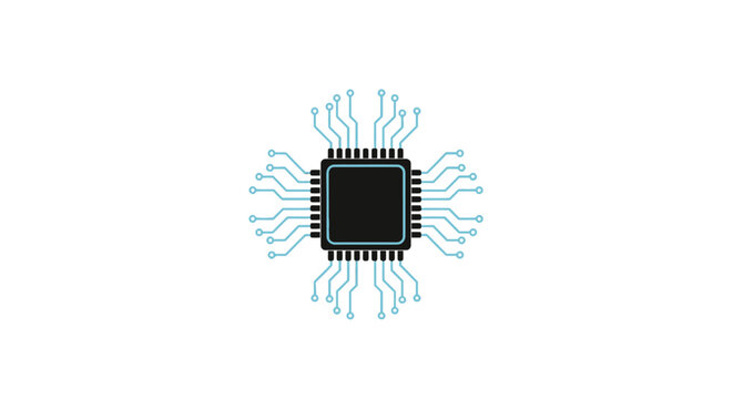 A digital illustration of a central processing unit with electronic circuit paths