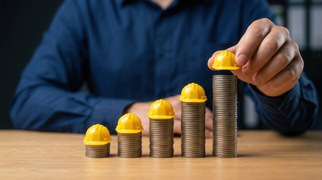 Financial concept of increasing construction costs and budget inflation.