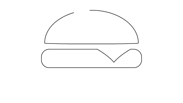 Minimalist line art burger animation showing fast food concept frame.
