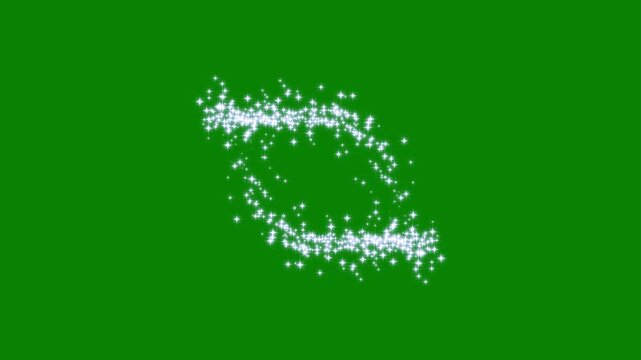 Luxury white glitter sparkle stars line trail, glitter burst rays lights effects, doodle glitter trail,  flat vector doodle sparkle on green screen background. 4k magic glitter sparkling stars.
